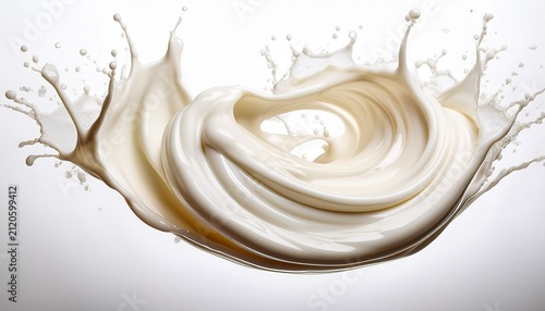 swirl of creamy milk splash isolated on a white background cutout background