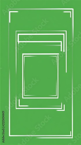 White rectangular frames animating inward on a vibrant green background in a smooth looping graphic illustration