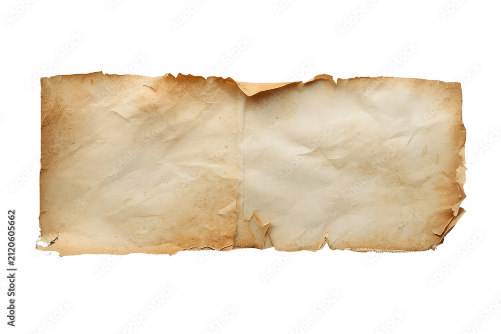Fototapeta premium Folded antique parchment spread with burned edges