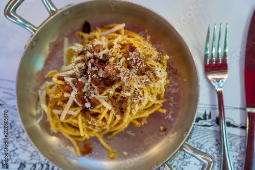 Classic Italian pasta dish with homemade sauce and fresh ingredients restaurant style