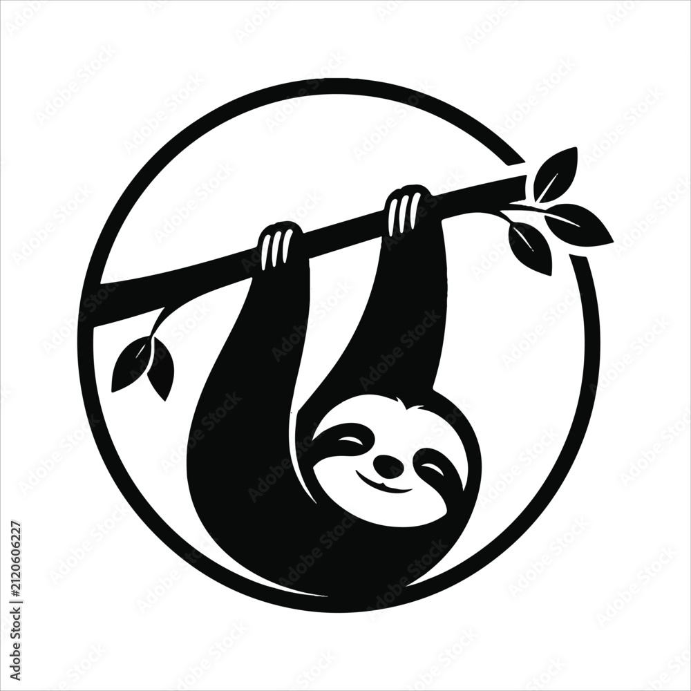 Obraz premium sloths illustrated in a minimalist vectors art, set against 