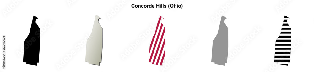 Obraz premium Concorde Hills (Ohio) blank outline map set