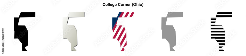 Fototapeta premium College Corner (Ohio) blank outline map set
