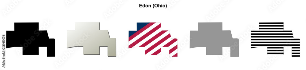Fototapeta premium Edon (Ohio) blank outline map set
