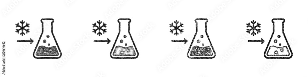 Obraz premium Monochrome sketch endothermic reaction icon design set