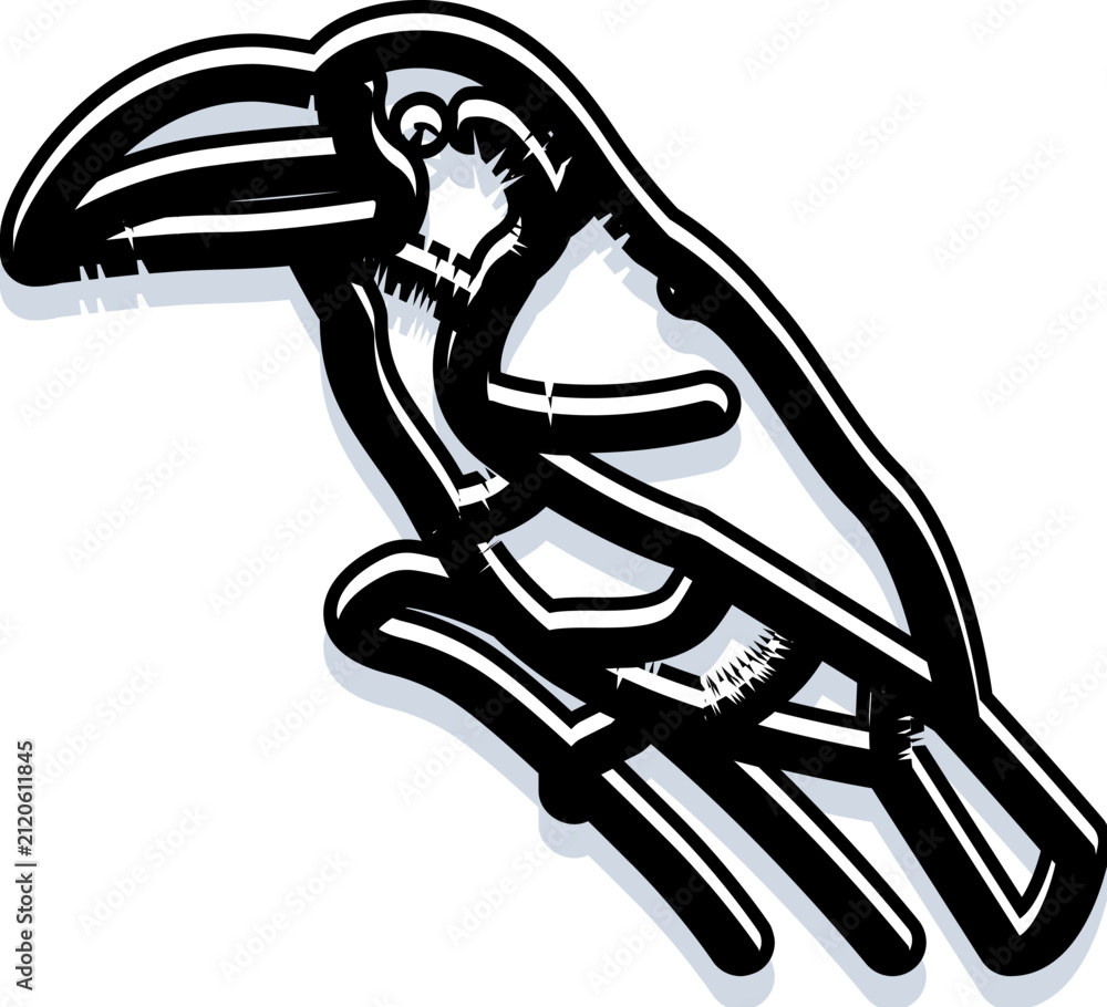 Fototapeta premium Toucan bird drawing with bold black lines, offering a stylized tropical and exotic wildlife symbol for branding, logo, web, or decorative graphic design projects