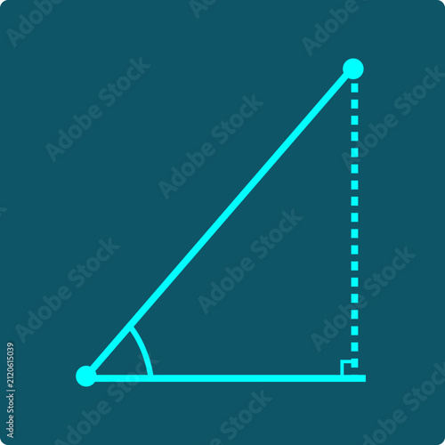 фотографія Angle of Elevation Icon – Right Triangle with Line of Sight and Angle Arc