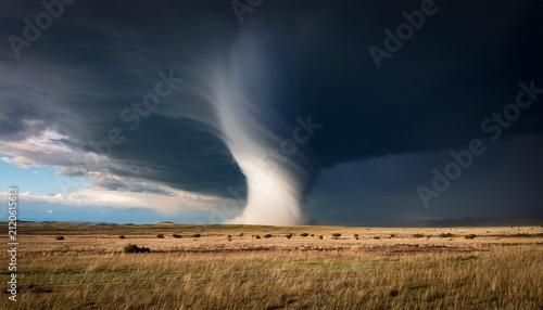 powerful tornado over an open landscape