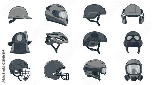 Quadro su tela Collection of various safety helmets.