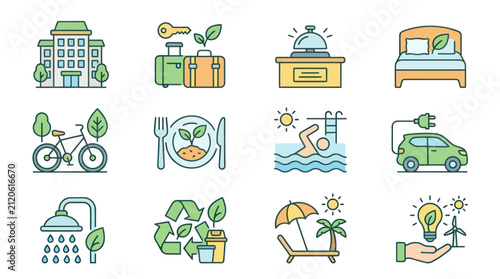 Eco friendly icons for sustainable living.
