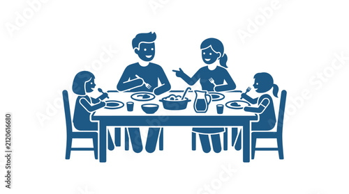 Family eating at a table together.