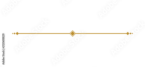 Luxury Golden Horizontal Divider Line with Geometric Diamond Accents Elegant Decorative Border Vector Element