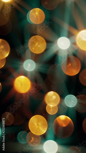 Shimmering warm golden out-of-focus holiday lights gently drifting in soft bokeh, ideal for festive celebration backgrounds