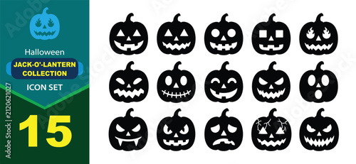 A comprehensive halloween pumkin vector bundle featuring fifteen unique hand drawn spooky jack o lantern faces for festive holiday designs