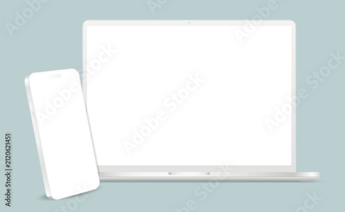 Mobile Phone and Laptop Computer Clay Mockup