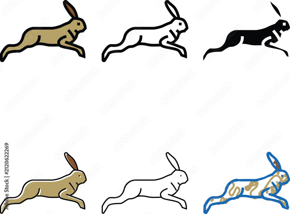 Naklejka premium hare designs wild animal color icon vector. hare wild animal sign. isolated symbol