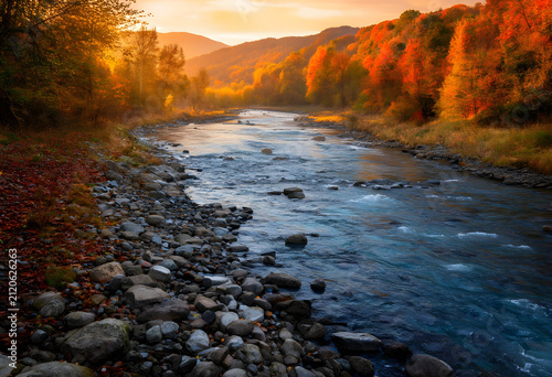 Mountain river flowing thro...