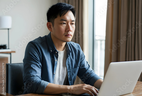 Focused asian man working r...