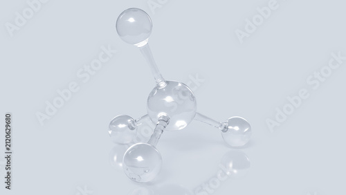 Transparent Methane Molecular Model on Minimal Background 3d rendering