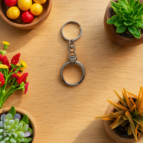 Blank metal keychain with r...