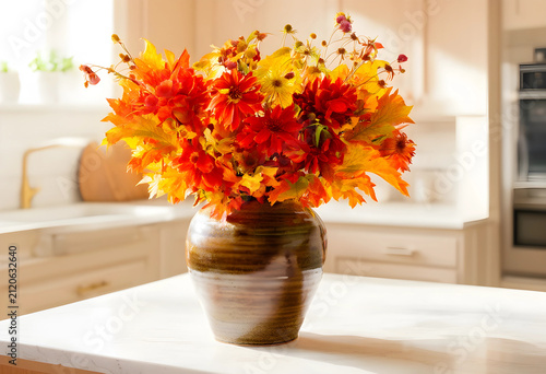 Autumn floral arrangement w...