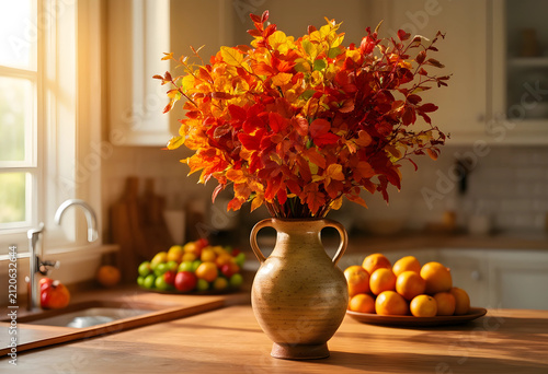 Autumn leaves in a rustic v...