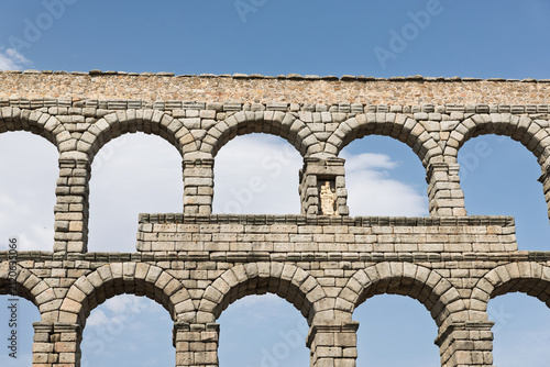 Segovia, spain; 07 25 2026 ancient roman aqueduct arches in segovia, spain