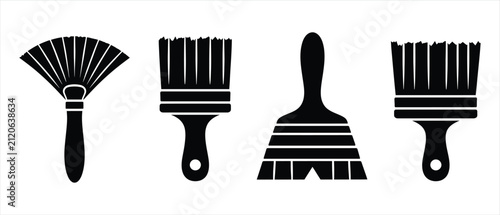 Various shapes of paint brushes icon collection for design and renovation works