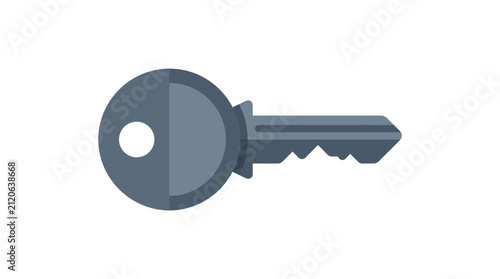 фотографія Modern Flat Design Key Isolated on White Background, Symbolizing Access, Securit