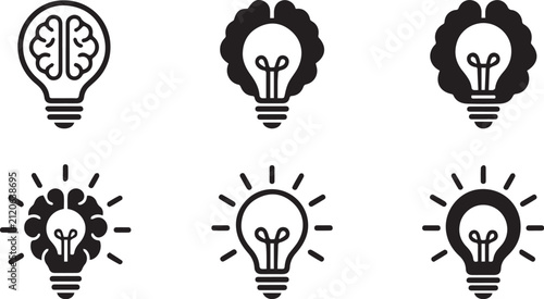 Принти на полотні Brain lightbulb icons