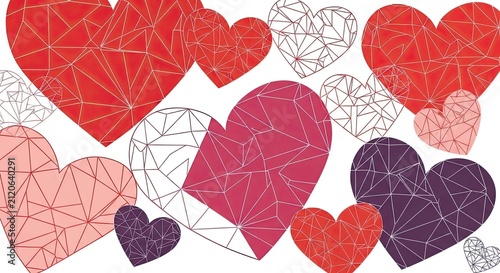Geometric hearts pattern illustration valentines day design concept