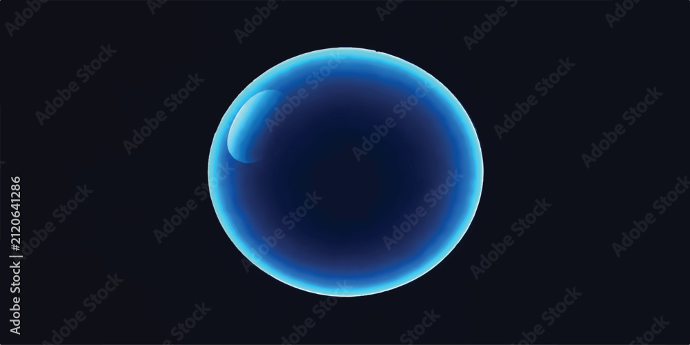 Obraz premium Abstract Blue Glass Sphere on Black Background with Transparent Crystal Reflection and 3D Vector Illustration