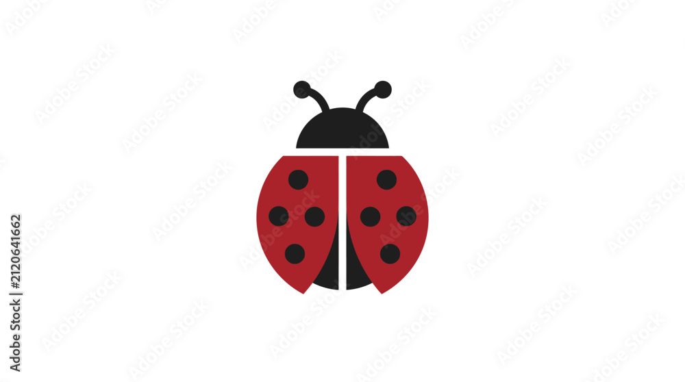 Fototapeta premium Cute Ladybug Icon Vector Illustration, Simple Ladybird Symbol Isolated on White Background, Cartoon Insect Graphic