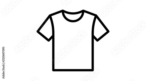 Minimalist black line art icon of a basic t-shirt with t shirt clothing minimalist template
