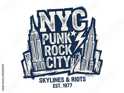 Urban Punk Rock Skyline Graphic Design