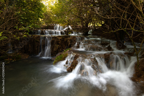 Cascading waterfall in the Swabian Alb forest