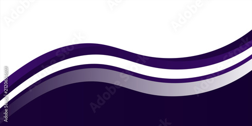 Abstract White Background with Layered Dark Purple and Violet Curved Waves and Elegant White Stripe Accent Design