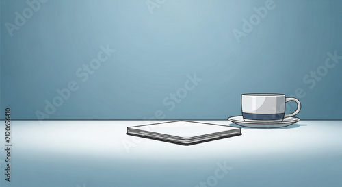Minimalist Flat Cartoon Illustration of an Open Book on a Gradient Background