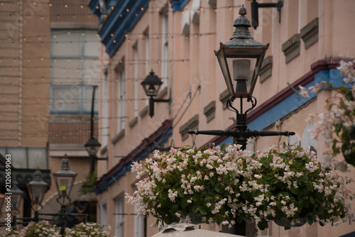 Flowers and Heritage Street Lamps Near Bastion Square