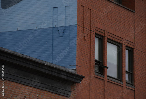 Blue and Red Brick Facades in Downtown Victoria