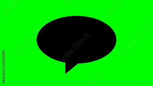 Black speech bubble icon on bright green background.