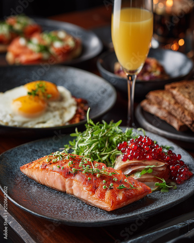 Luxury Brunch Close-up - Dark & Moody Restaurant Style