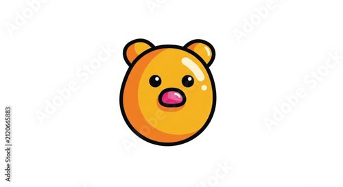 Abstract Vibrant Orange and Yellow Circle with Black Outline - Simple Flat Design Icon