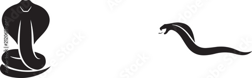 Fotografie Two Cobra Snake Black Silhouette Icons