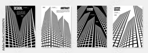 Black white modern building structure cover background set