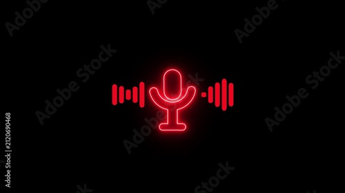 Audio microphone icon animation. radio wave and voice recording podcast mic microphone button icon.