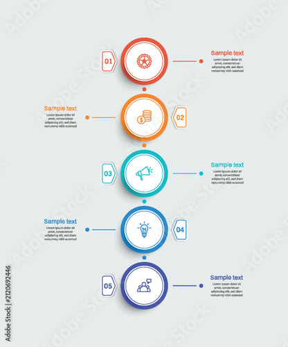 Business vector infographic template with 5 options or steps