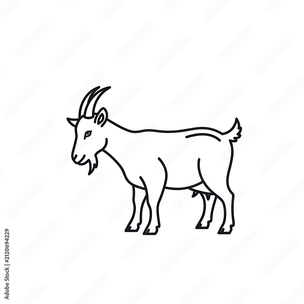 Fototapeta premium Minimalist black line art of a standing goat