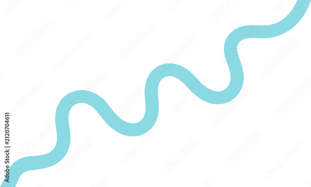 Fototapeta premium Blue wavy river water flow shape isolated on a plain surface Vector