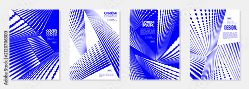 Futuristic digital halftone circle dot abstract cover set